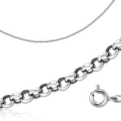 Цепь из белого золота, плетение &quot;Ролло&quot; (039409)