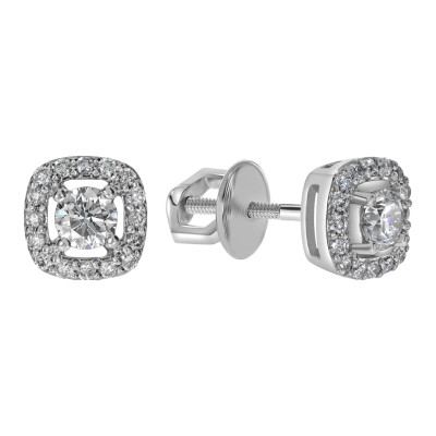 Серьги пусеты из белого золота с бриллиантами  (061631)