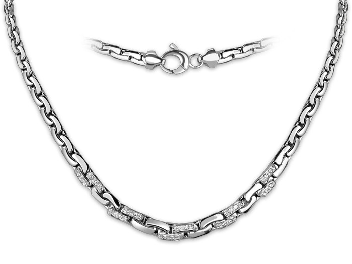 Цепь из белого золота с фианитами (057805)