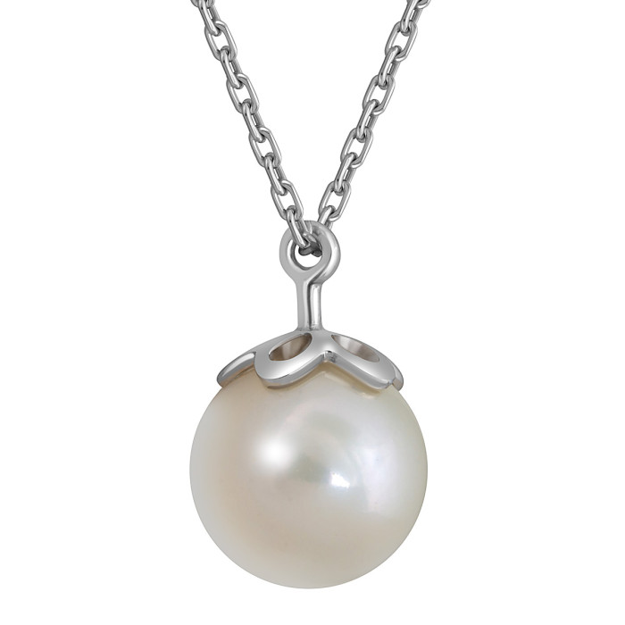 Колье из белого золота с жемчужиной (055170)