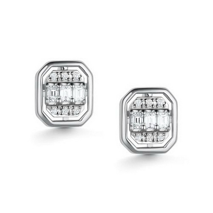 Серьги пусеты из белого золота с бриллиантами (059479)