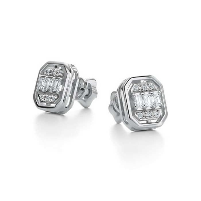 Серьги пусеты из белого золота с бриллиантами (059479)