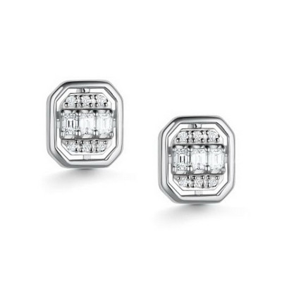 Серьги пусеты из белого золота с бриллиантами (059479)