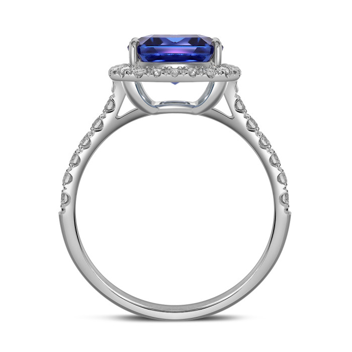 Кольцо из белого золота с бриллиантами и танзанитом (061559)