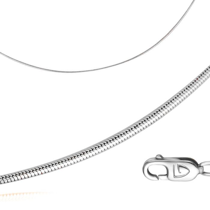 Цепь автомат из белого золота, плетение Снейк (052121)