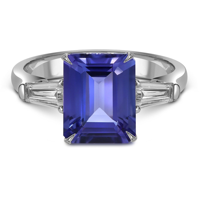 Кольцо из белого золота с бриллиантами и танзанитом (062614)