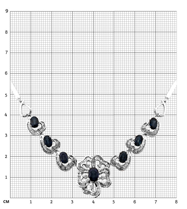 Колье из белого золота с бриллиантами и сапфирами (009397)