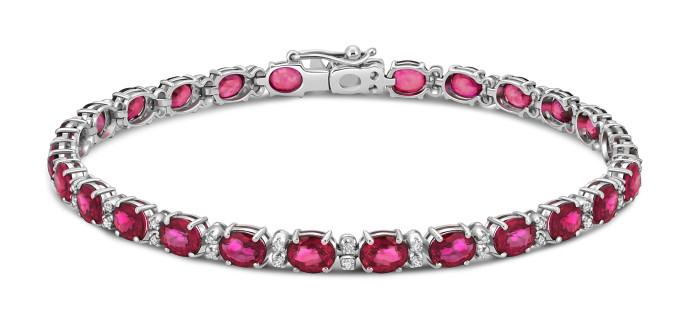Браслет из белого золота с бриллиантами и рубинами (047263)