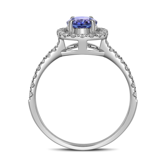 Кольцо из белого золота с бриллиантами и танзанитом (061594)