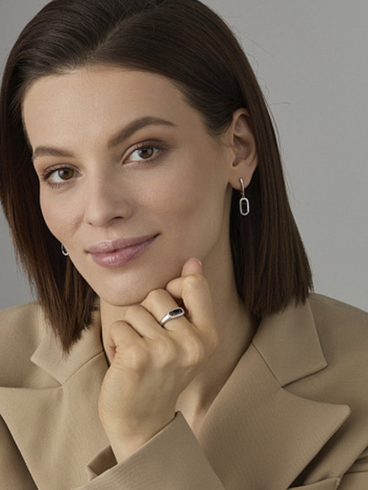 Серьги из белого золота с бриллиантами и сапфирами (061189)