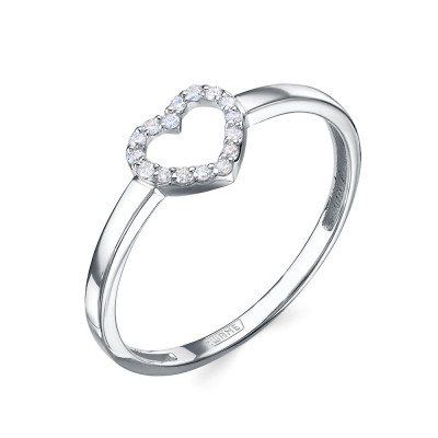 Кольцо из платины с бриллиантами "Сердце" (057999)