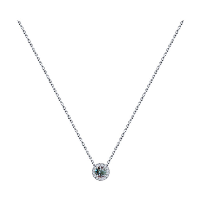 Колье из белого золота с бриллиантами и александритом (047410)