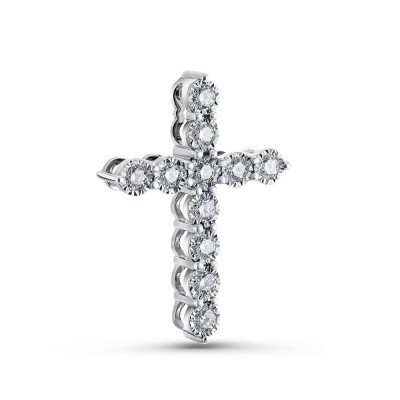 Кулон крест из белого золота с бриллиантами (052996)