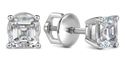 Серьги пусеты из белого золота с цирконами (060341)