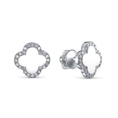 Серьги пусеты из платины с бриллиантами (058053)