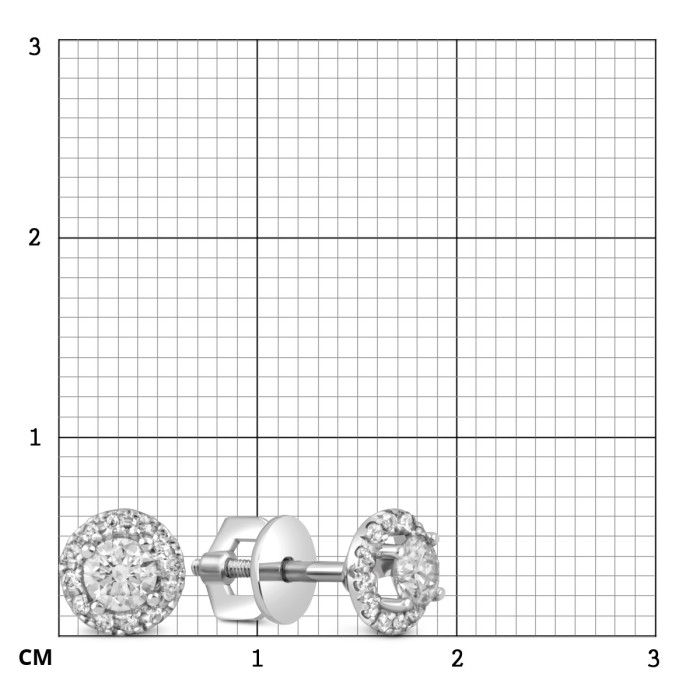 Серьги пусеты из белого золота с бриллиантами (049308)