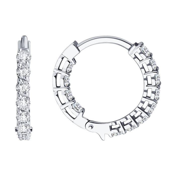 Серьги конго из белого золота с бриллиантами (052772)