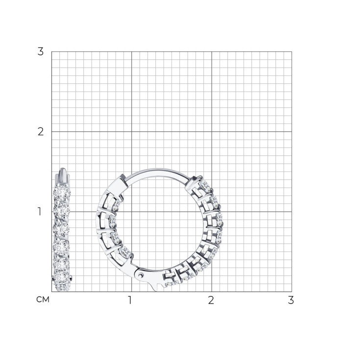 Серьги конго из белого золота с бриллиантами (052772)