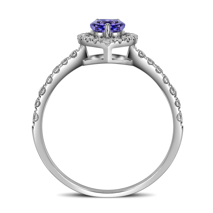 Кольцо из белого золота с бриллиантами и танзанитом (061593)