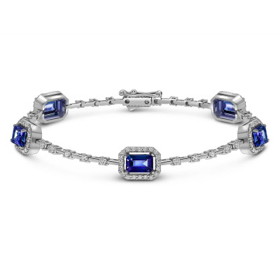 Браслет из белого золота с бриллиантами и сапфирами (061543)