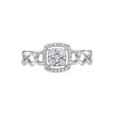 Кольцо "мягкое" из белого золота с бриллиантами (061095)