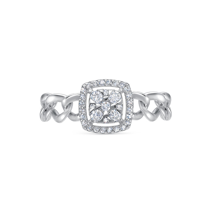 Кольцо "мягкое" из белого золота с бриллиантами (061095)