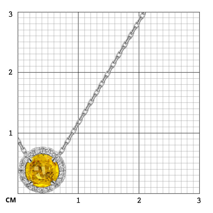 Колье из белого золота с бриллиантами и жёлтым сапфиром (052537)
