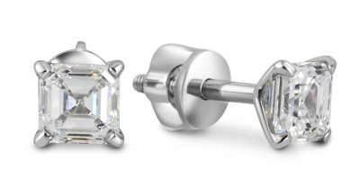 Серьги пусеты из белого золота с бриллиантами (050874)