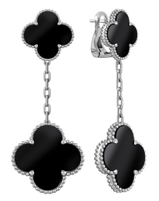 Серьги из белого золота с ониксом (046804)