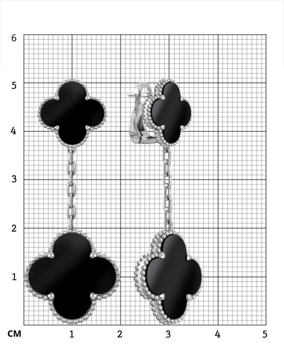 Серьги из белого золота с ониксом (046804)