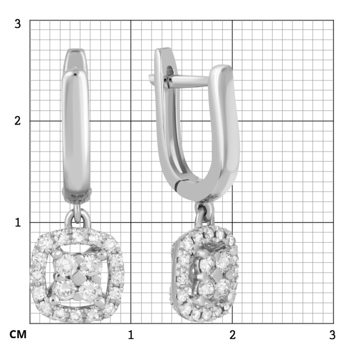 Серьги из белого золота с бриллиантами (039707)