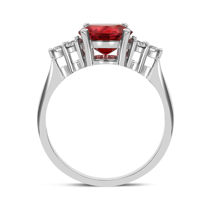 Кольцо из белого золота с бриллиантами и рубином (046925)