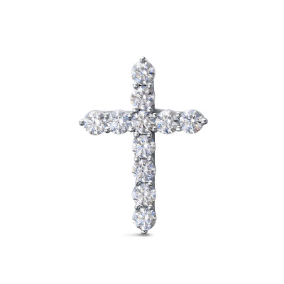 Кулон крест из платины с бриллиантами (058002)