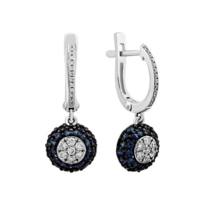 Серьги из белого золота с бриллиантами и сапфирами (012749)