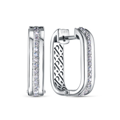 Серьги конго из платины с бриллиантами (058048)