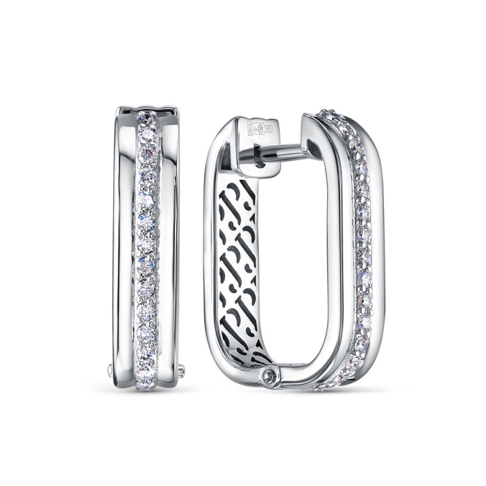 Серьги конго из платины с бриллиантами (058048)