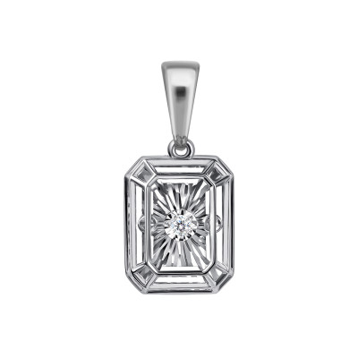 Кулон из белого золота с "танцующим" бриллиантом (063028)