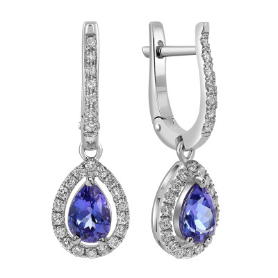 Серьги из белого золота с бриллиантами и танзанитами (061658)