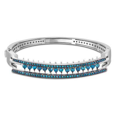 Браслет из жёлтого золота с &quot;плавающими&quot;  голубыми бриллиантами (052897)