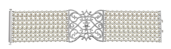 Браслет из белого золота с бриллиантами и жечугом (024234)