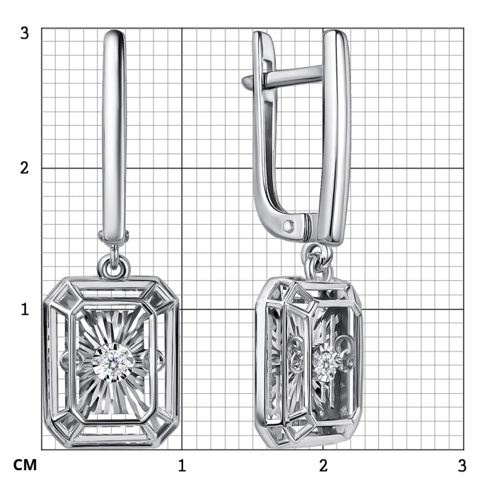 Серьги из белого золота с "танцующими" бриллиантами (063027)