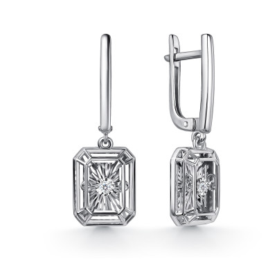 Серьги из белого золота с "танцующими" бриллиантами (063027)