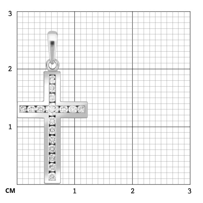Кулон крест из белого золота с бриллиантами (048475)