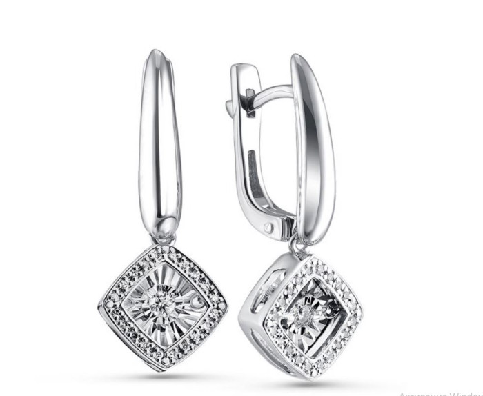 Серьги из белого золота с бриллиантами  (052730)