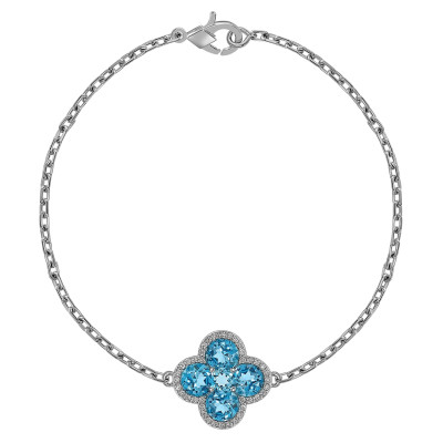 Браслет из белого золота с бриллиантами и топазами (059175)