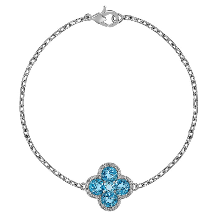 Браслет из белого золота с бриллиантами и топазами (059175)