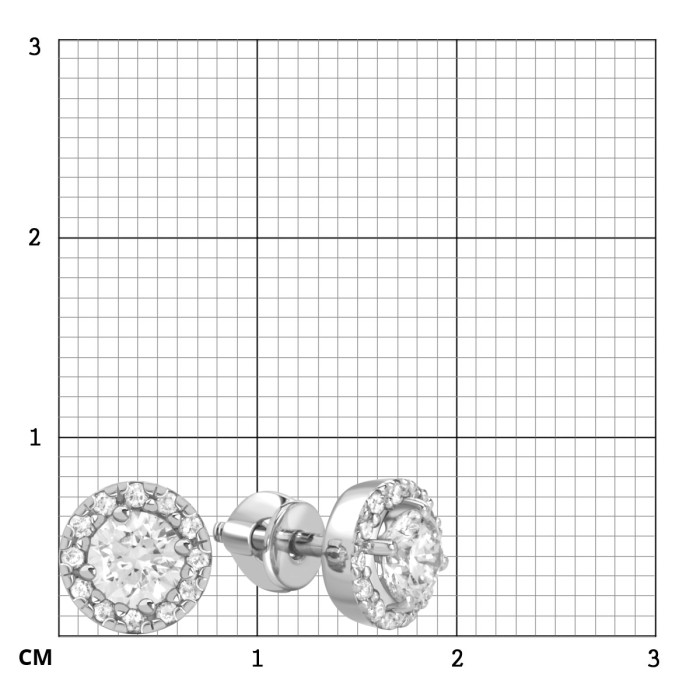 Серьги пусеты  из белого золота с бриллиантами (046140)