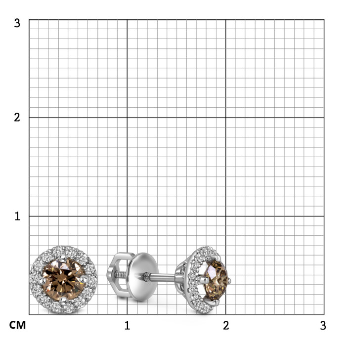 Серьги пусеты из белого золота с бриллиантами (060969)