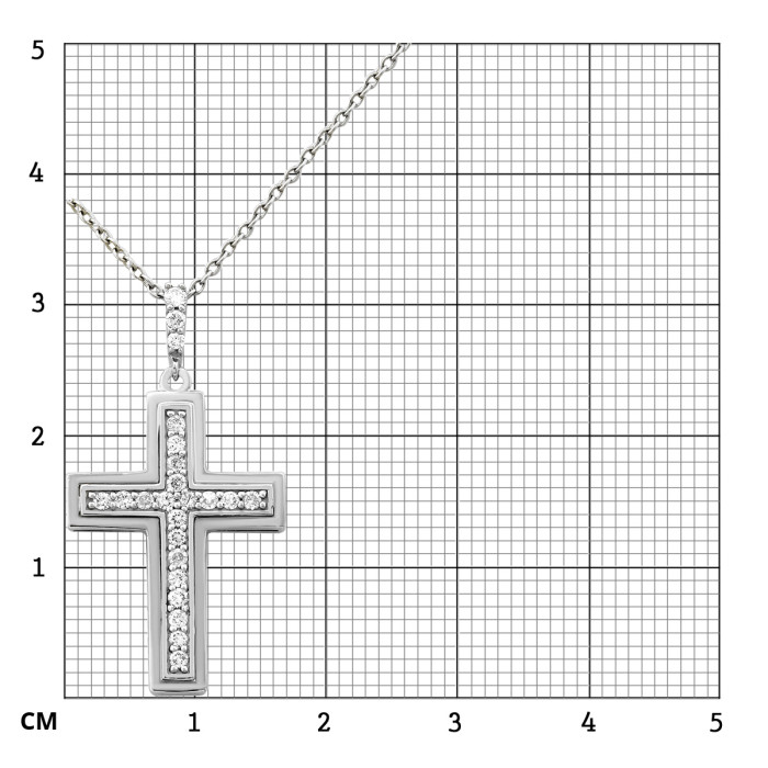 Кулон Крест из белого золота с бриллиантами (063512)