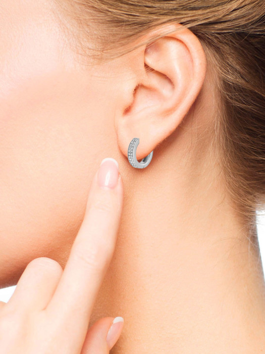 Серьги конго из белого золота с бриллиантами (059907)